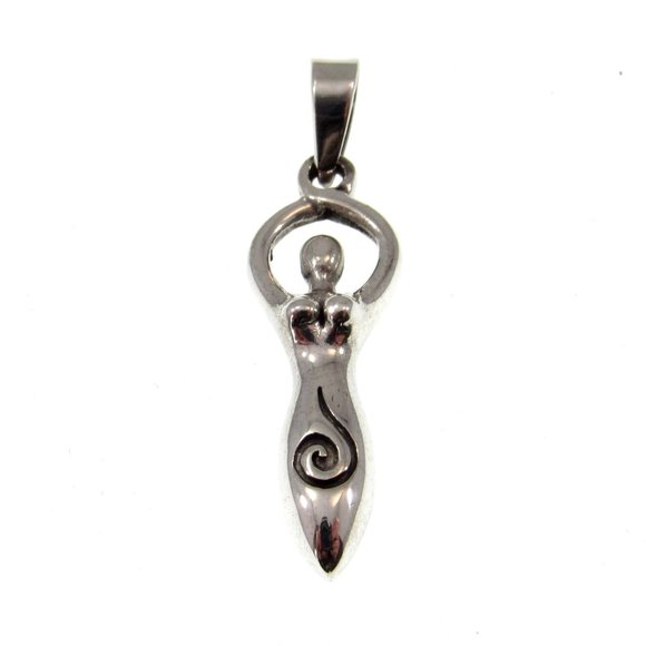 Solid 925 Sterling Silver Spiral Goddess Pendant – Feminine Energy Symbol Charm - Picture 4 of 9